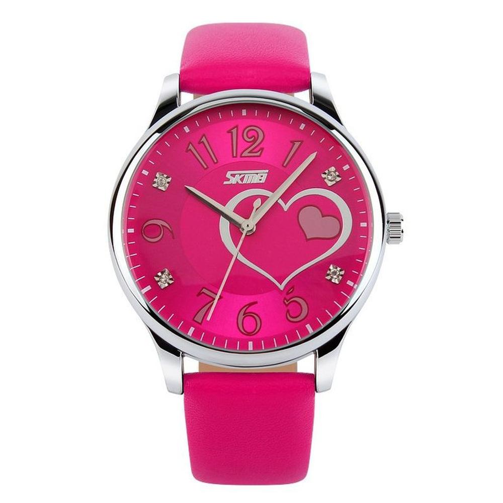 RELOJ SKMEI 9085 ROSA CORREA CUERO PARA MUJER.