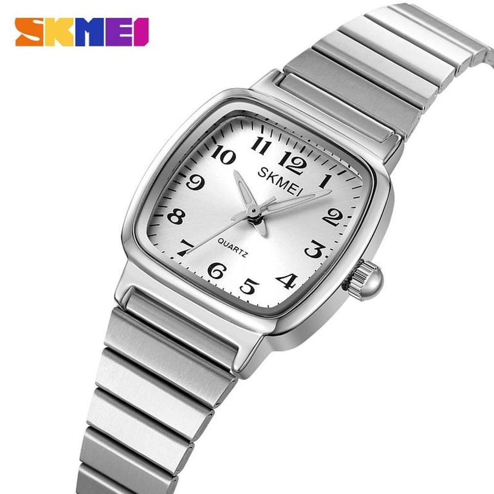 RELOJ SKMEI 2292 PLATEADO CORREA ACERO PARA MUJER.