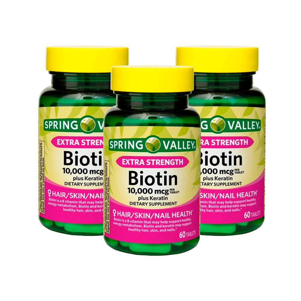 Suplemento Biotina Premium 10,000Mcg 60 Caps Spring Valley 3 Und