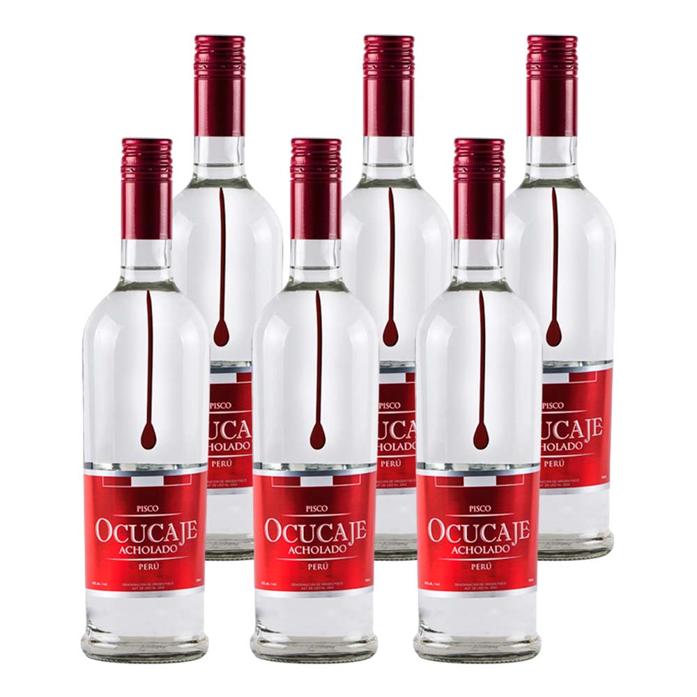 Pack x6 Pisco Gota Ocucaje Acholado 700 ml