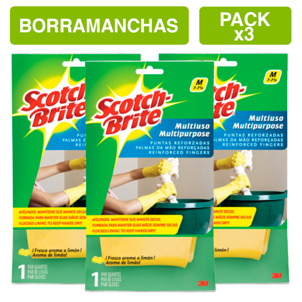 Pack X3 Guantes Scotch Brite Lavanderia Talla M
