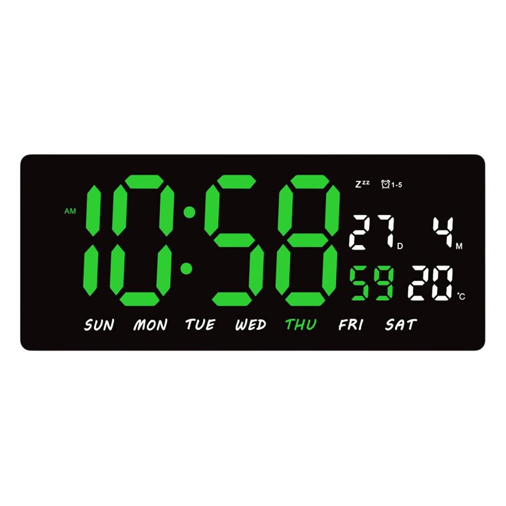 Reloj Digital LED 36cm con Calendario Temperatura y Alarma JH3604 Verde
