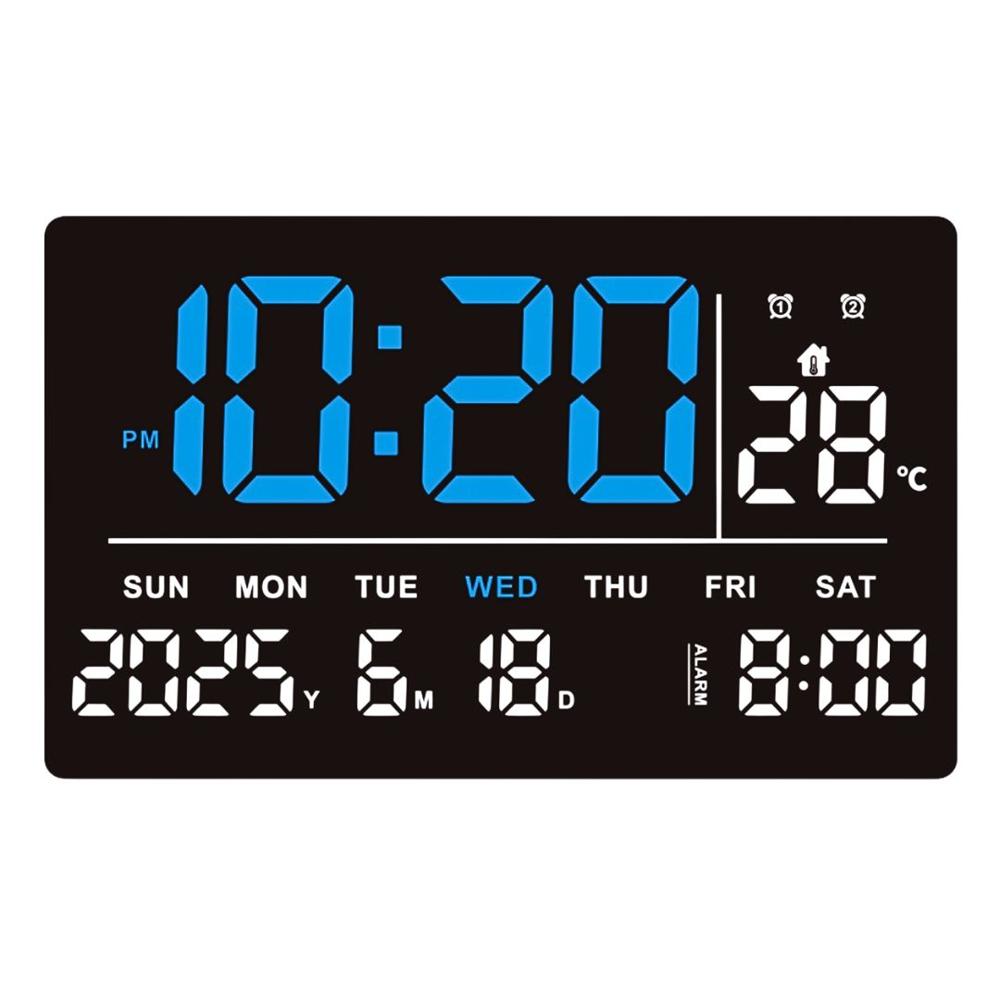 Reloj Digital LED 14.5 ” con Calendario Alarma y Temperatura JH3219 Azul
