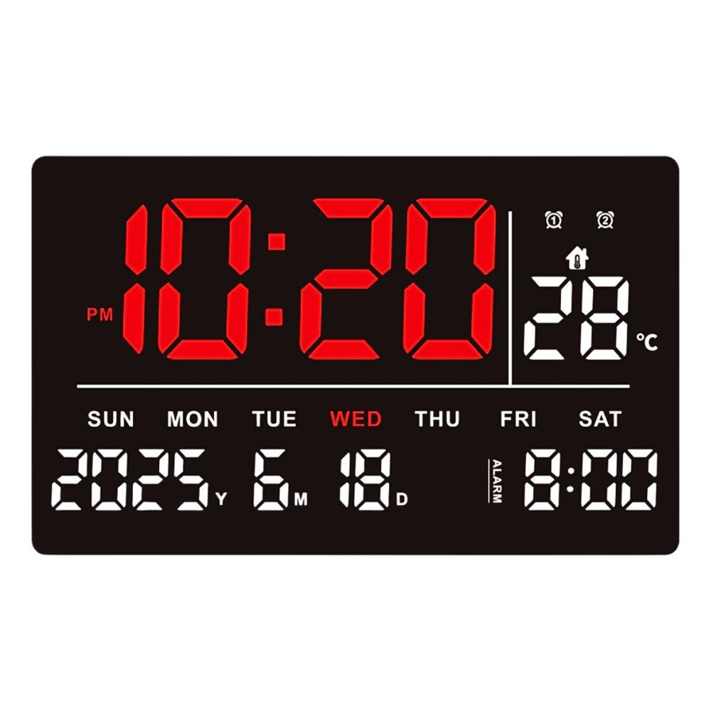 Reloj Digital LED 14.5 ” con Calendario Alarma y Temperatura JH3219 Rojo