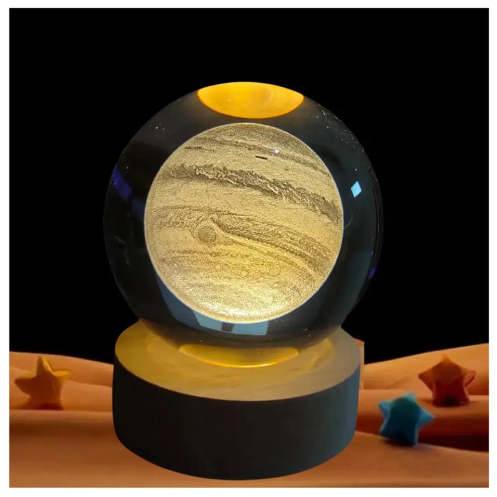 Esfera de Cristal Júpiter Adorno Lámpara Luz Escritorio