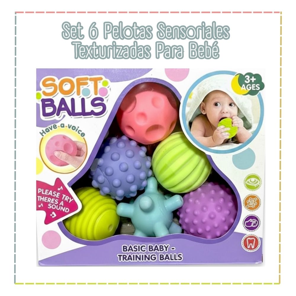 SET 6 PELOTAS SENSORIALES TEXTURIZADAS PARA BEBÉ SET 6 PELOTAS SENSORIALES TEXTURIZADAS PARA BEBÉ