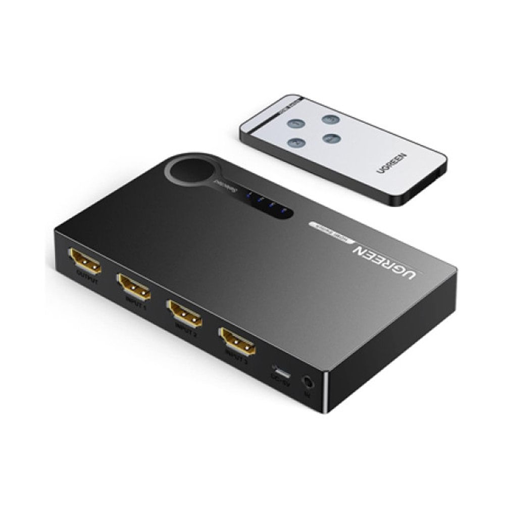 Switch HDMI 3 Puertos 4K 3D HDR UGREEN con Control 3 x 1 60Hz