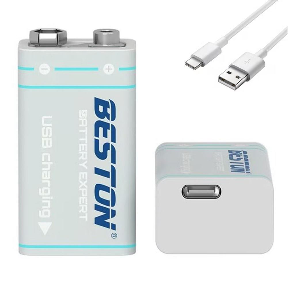 Bateria de Litio Pila 9V Recargable USB Tipo C BESTON 1000mAh