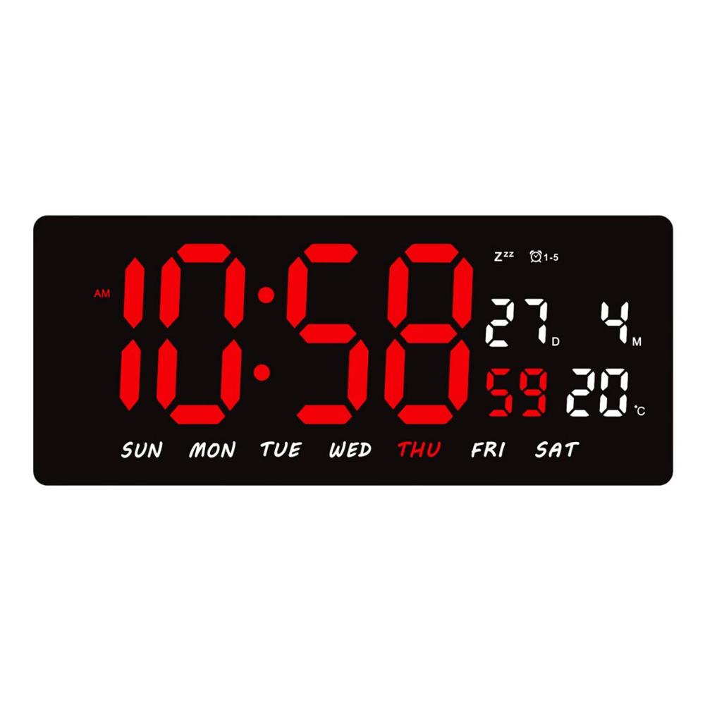 Reloj Digital LED 36cm con Calendario Temperatura y Alarma JH3604 Rojo