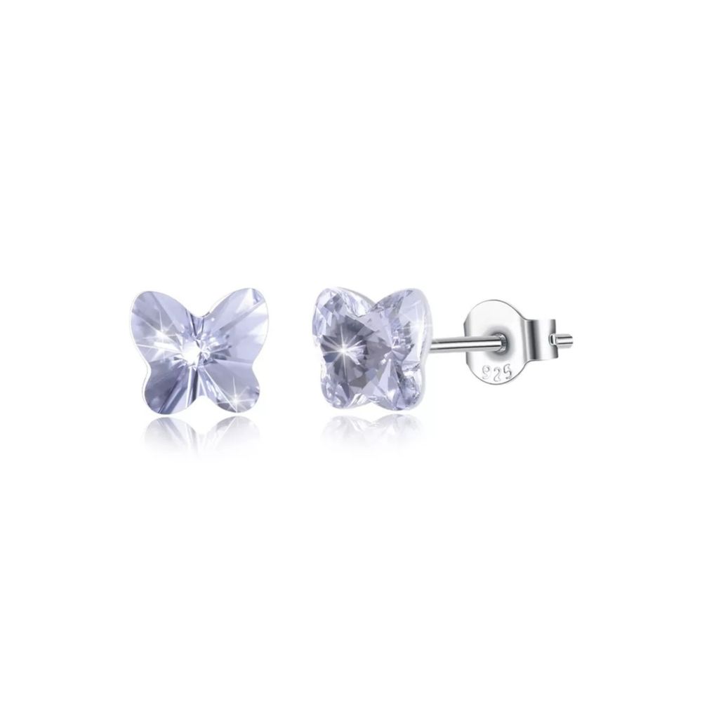 Aretes de Plata para Mujer con Cristal Swarovski en forma de Mariposa - Aurora Boreal
