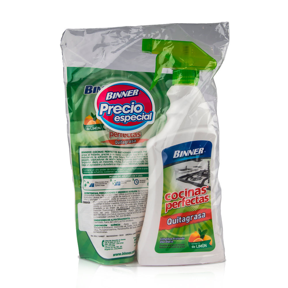 Limpiador cocinas perfectas 500ml + respuesto Binner Limpiador cocinas perfectas 500ml + respuesto Binner