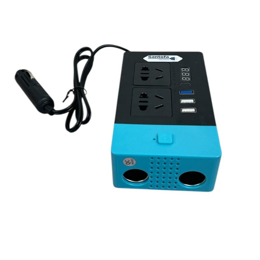 Inversor de corriente 12V a 220V 300W auto 2 USB PD3.0 QC3.0 SANTOFA con Cigarrera