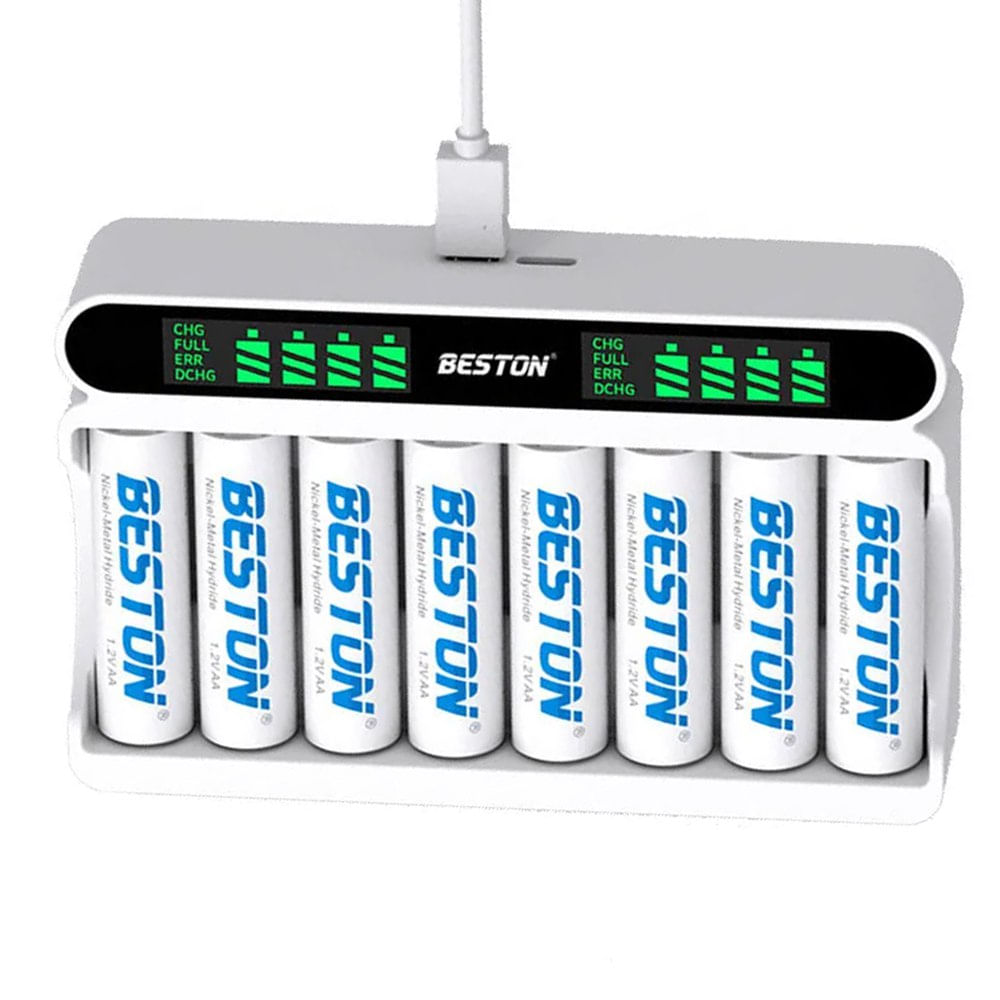 Cargador Inteligente de Pilas Baterías Recargables 8 Puestos AA AAA