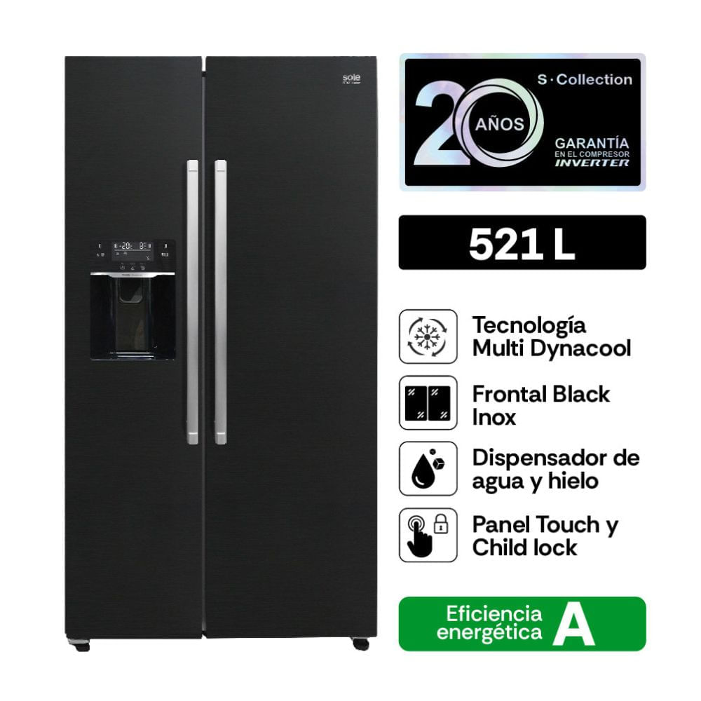 Refrigeradora S-Collection Boston Side by Side 513L Negro