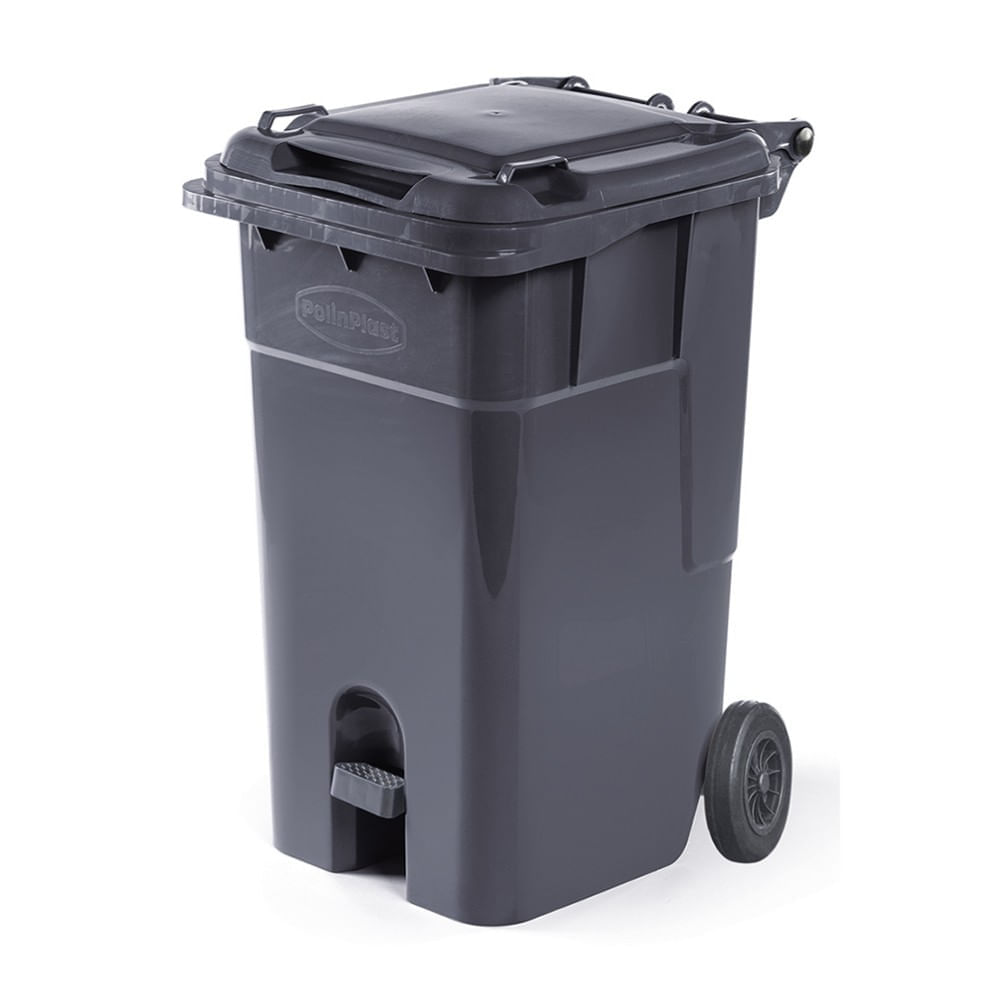 Super tacho con pedal y ruedas N° 120 Plomo Polinplast Super tacho con pedal y ruedas N° 120 Plomo Polinplast