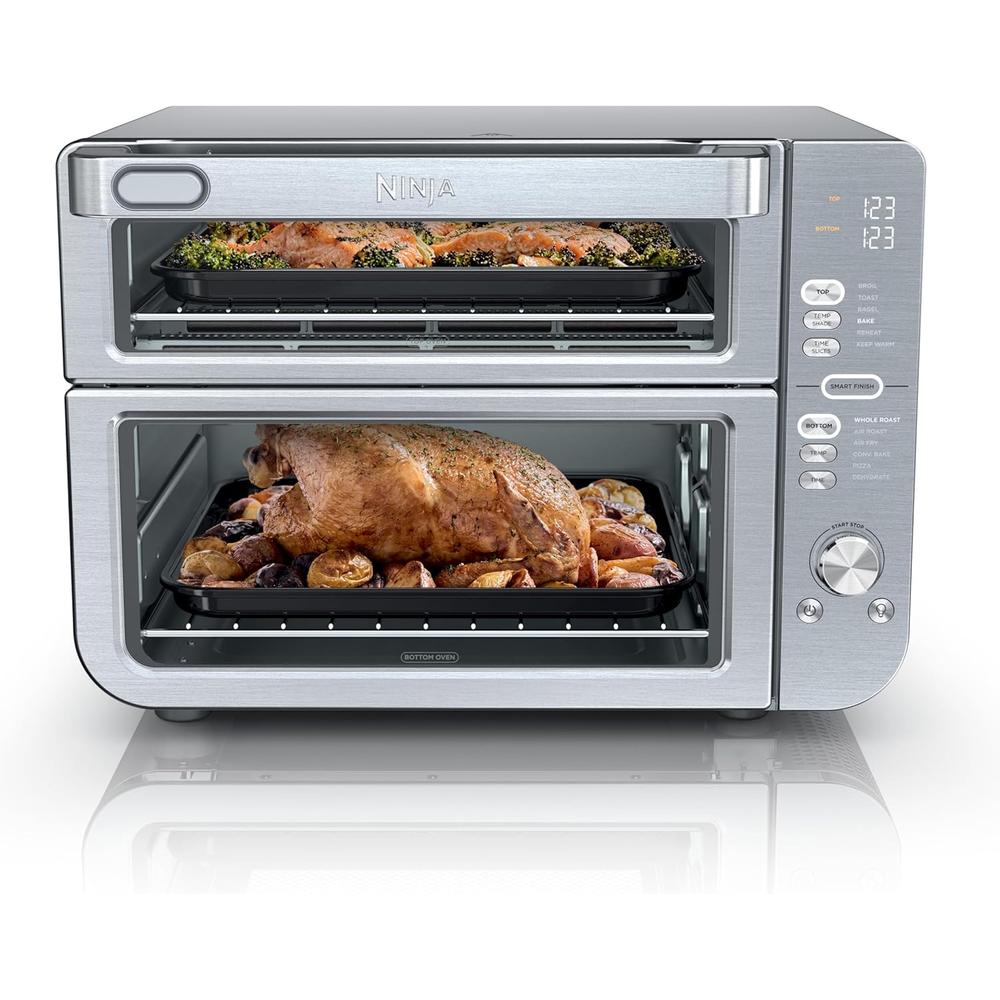 Ninja Horno doble XL DCT601, freidora de aire 12 en 1, SmartFinish | Acero
