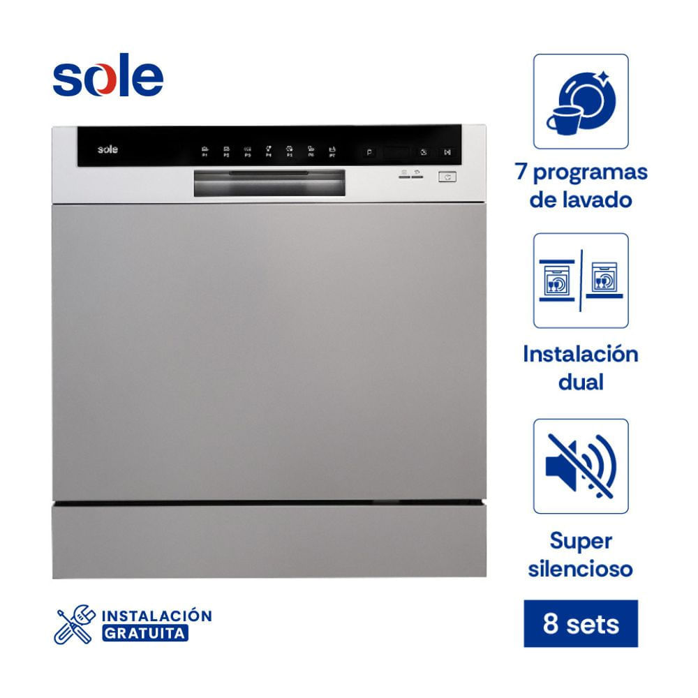 Lavavajilla Sole Modelo SOLLAVAJ002S Silver de Acero Inoxidable Lavavajilla Sole Modelo SOLLAVAJ002S Silver de Acero Inoxidable