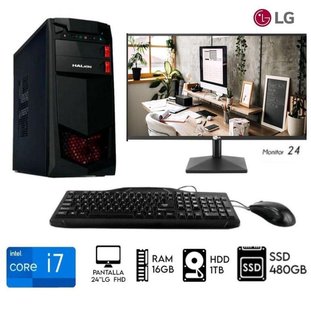 Computadora PC Intel Core i7 3.2ghz  Ram 16GB  Disco HDD1TB   SSD 480GB Monitor 24 LG