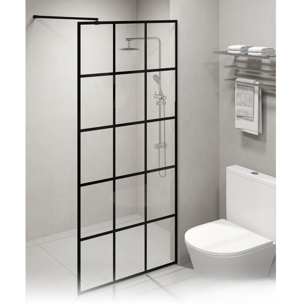 Mampara de Ducha Fija Estilo Black Frame 195 x 90 cm