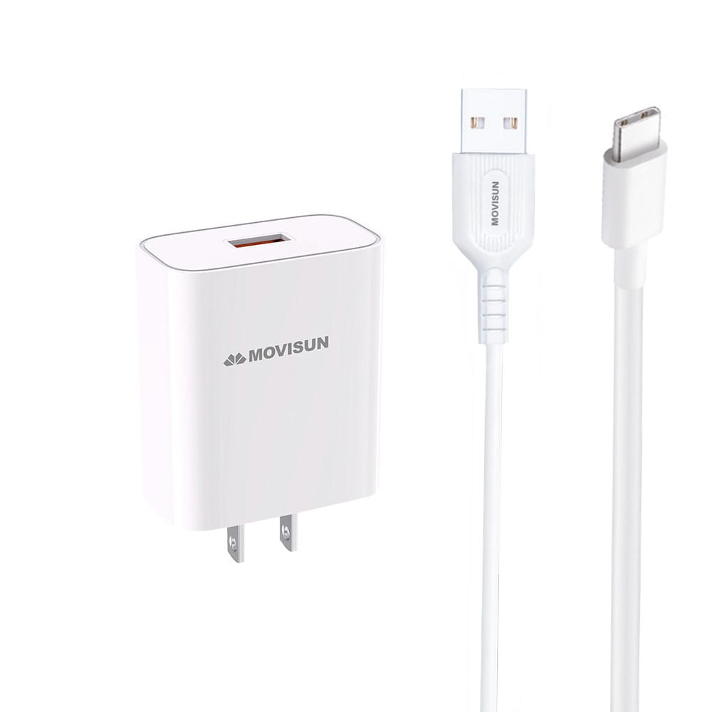 Cargador USB Tipo C MOVISUN MQC 20 USB 3.0 Carga Rapida 22.5W Cable 1m