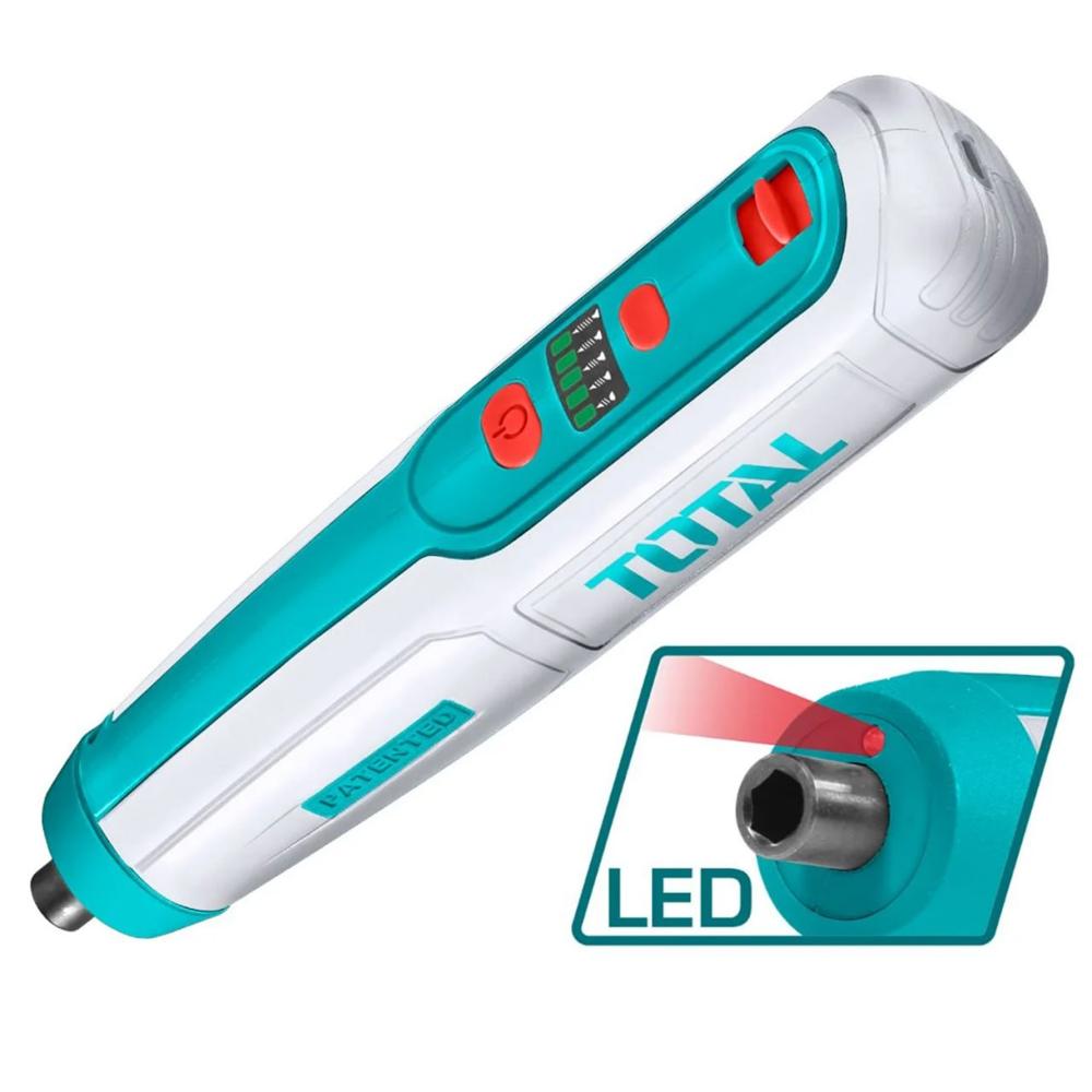 Destornillador Inalambrico Recargable TOTAL 4V 43 pcs Estuche 5N.m