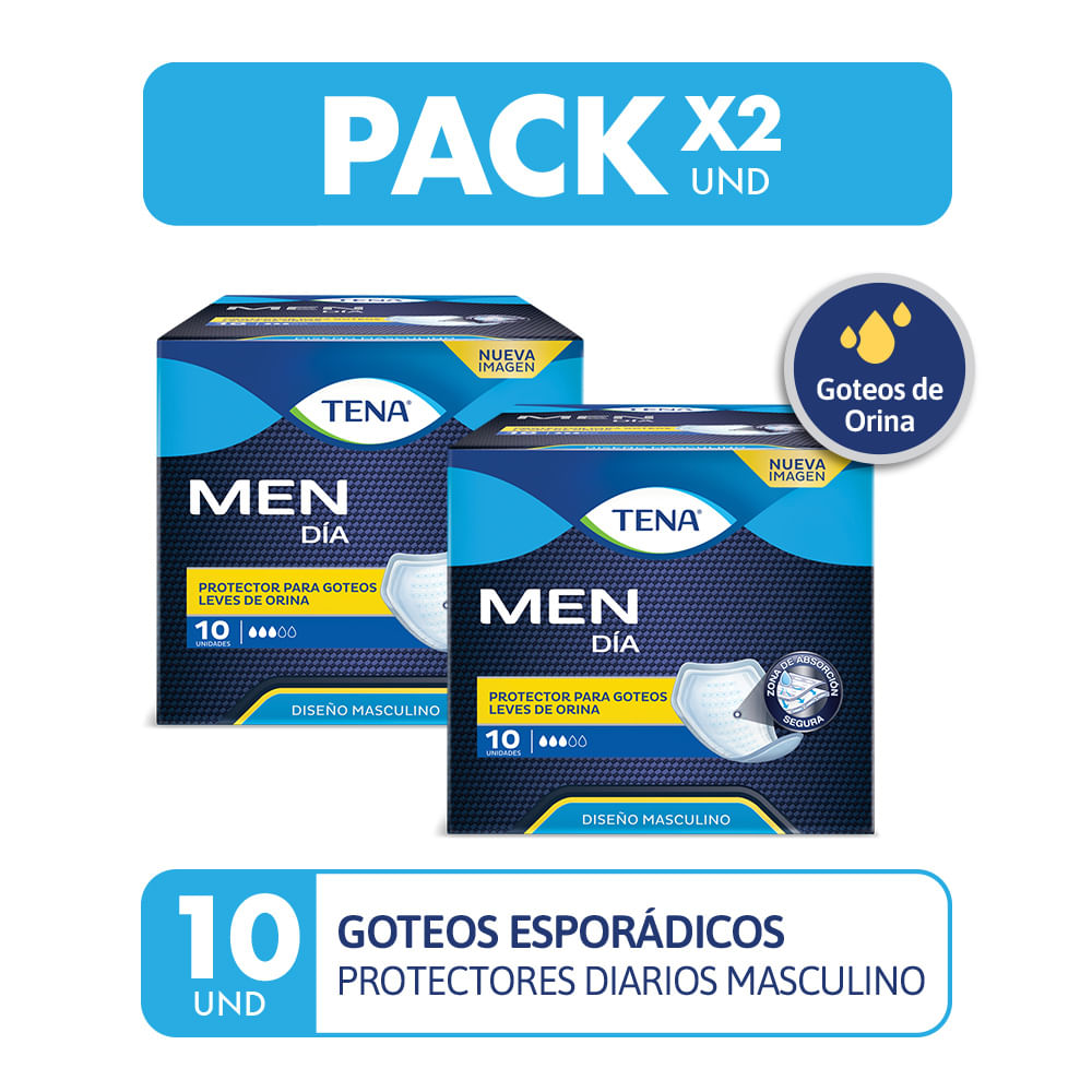 Pack x2 Protector Diario Tena Men Paquete 10 unidades