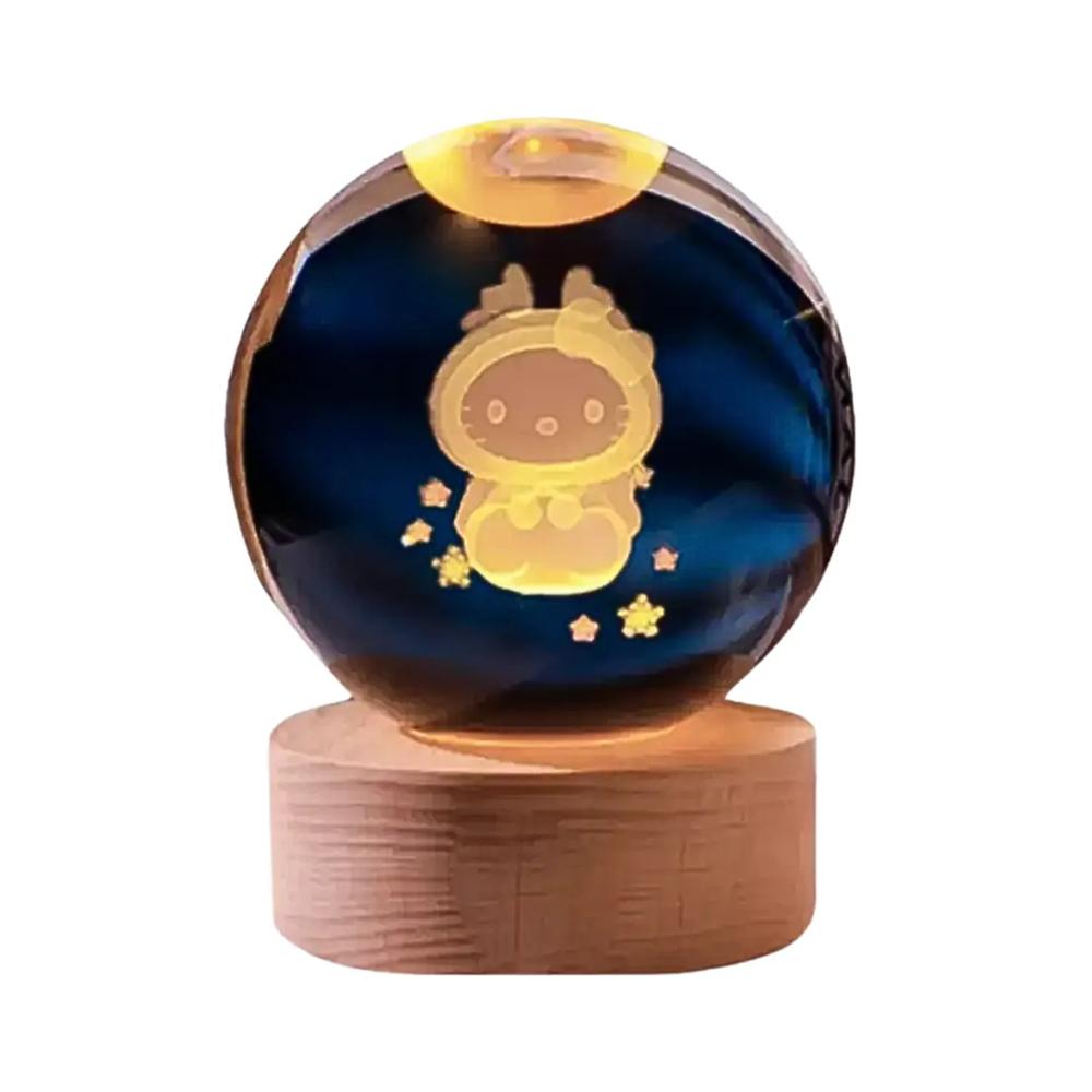 Esfera de Cristal Hello Kitty Luz Led para Escritorio y Dormitorio