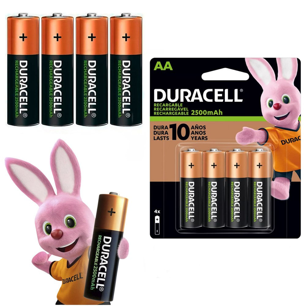Pilas AA Recargables DURACELL 2500mAh Blister x 4 Unidades Baterias