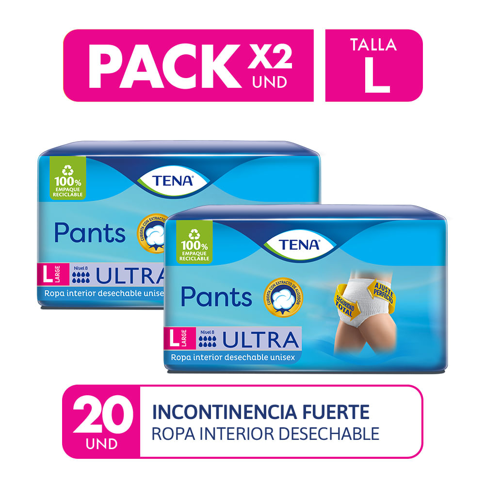 Pañal Tena Pants Ultra Large 20 UN Pack x2