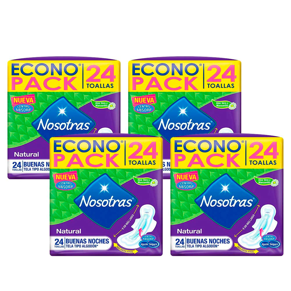 Pack x4 Toalla Higiénica Natural Buenas Noches x24