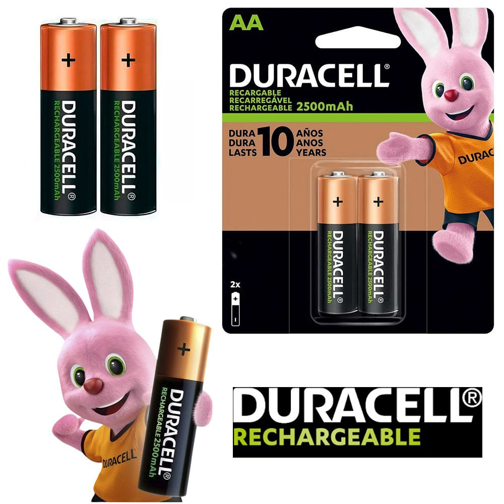 Pilas AA Recargables DURACELL 2500mAh Blister x 2 Unidades Baterias