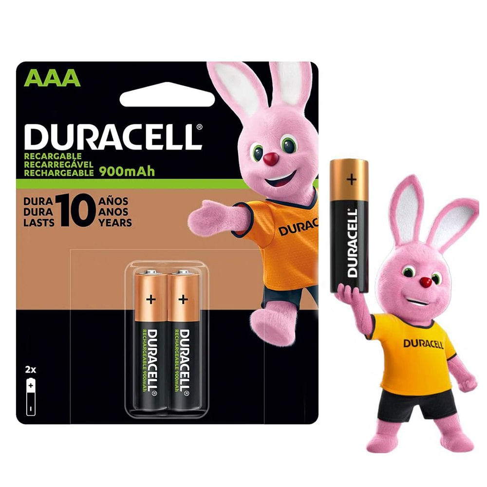 Pilas AAA Recargables DURACELL 900mAh Blister x 2 Unidades Baterias