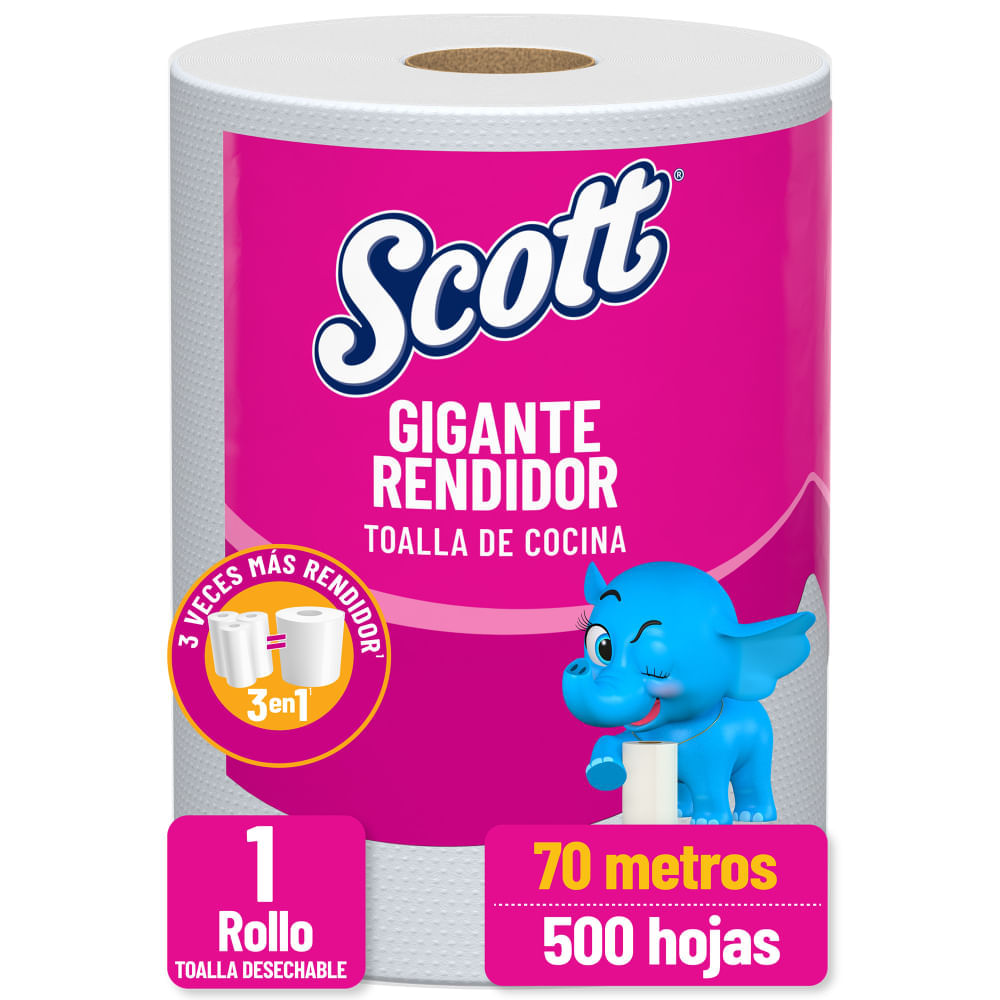 Toalla de Cocina Desechable SCOTT Multiuso 70 metros - 500 Hojas Paquete 1un