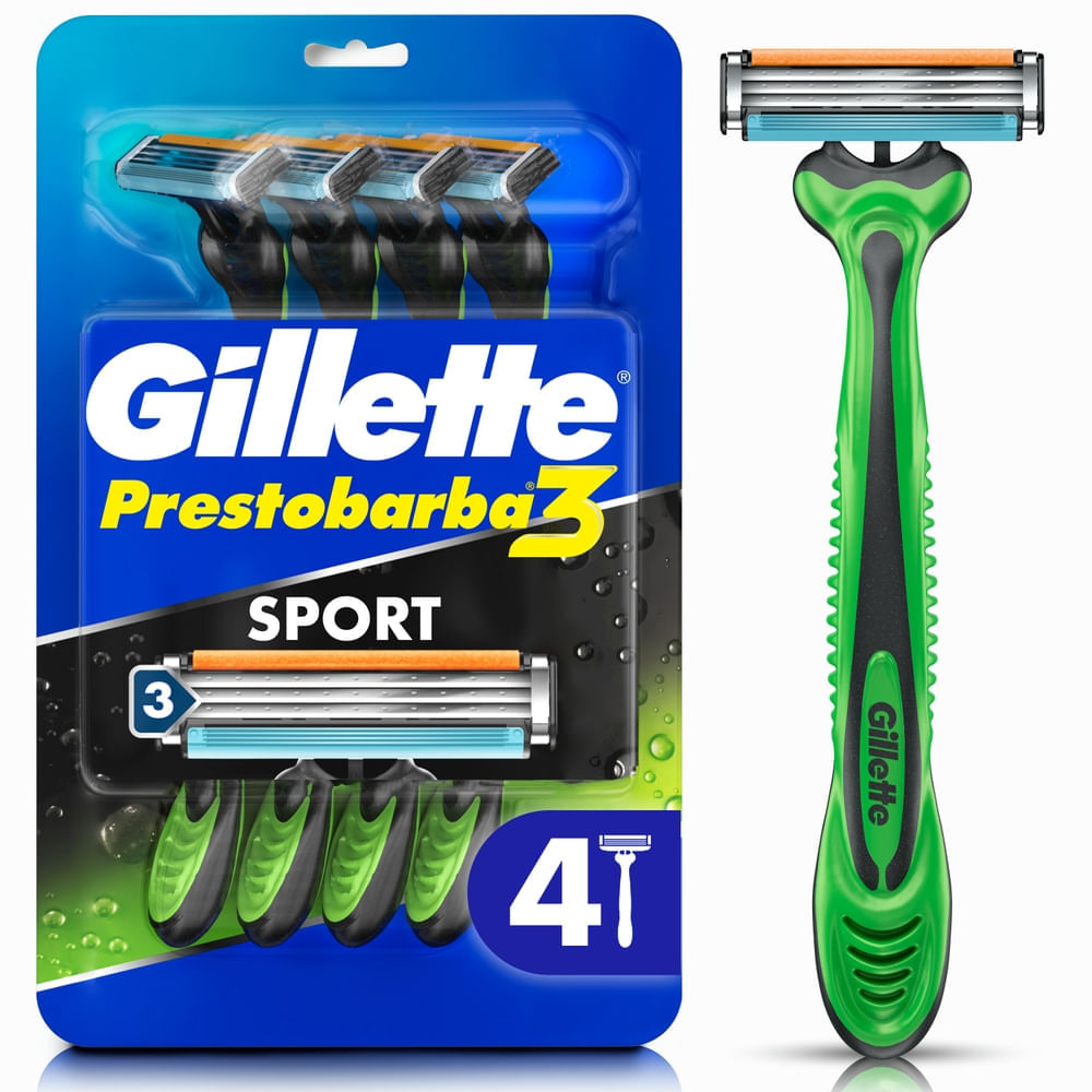 Máquina de Afeitar Desechable GILLETTE Sport con 3 Hojas Afeitada al Ras Blíster 4un Máquina de Afeitar Desechable GILLETTE Sport con 3 Hojas Afeitada al Ras Blíster 4un