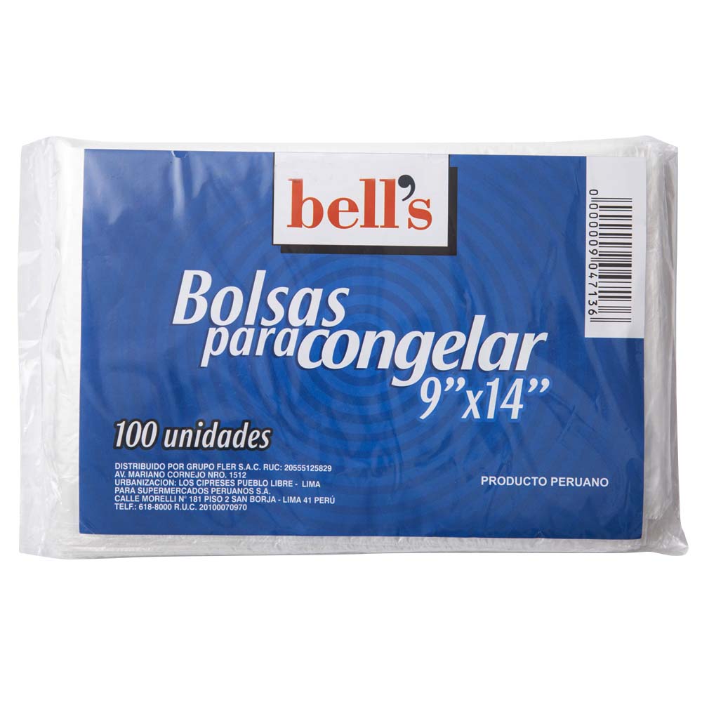 Bolsas conservadoras BELL'S Para congelar 9x14 Paquete 100Un