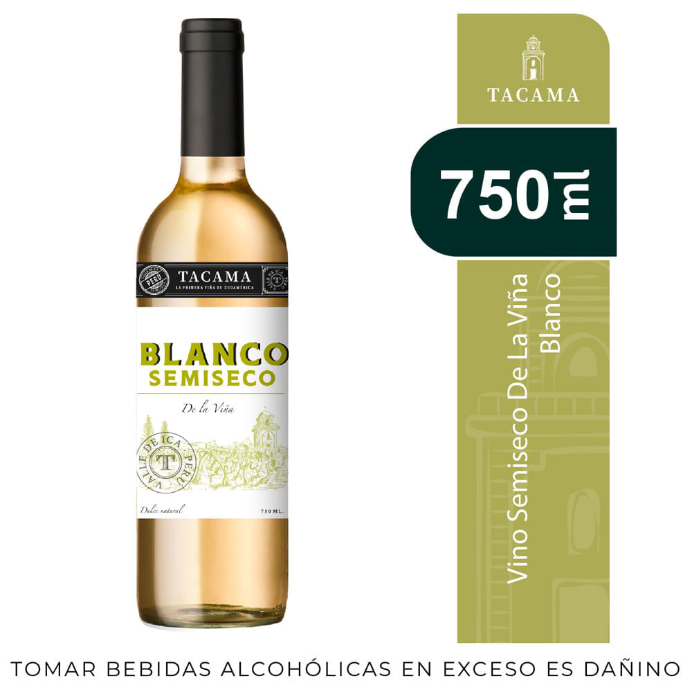Vino Blanco DE LAS VIÑAS Semi Seco Dulce Natural Botella 750ml Vino Blanco DE LAS VIÑAS Semi Seco Dulce Natural Botella 750ml