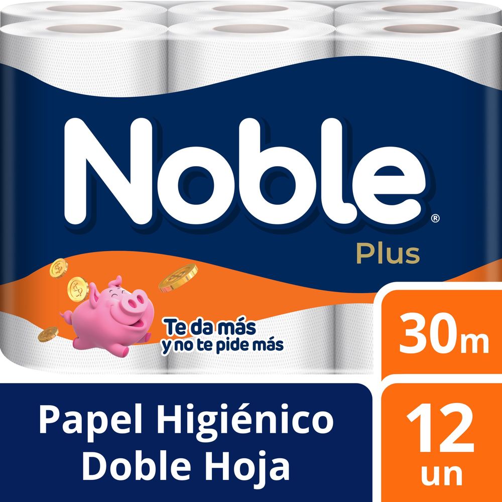 Papel Higiénico NOBLE Plus 30mts Paquete 12un Papel Higiénico NOBLE Plus 30mts Paquete 12un