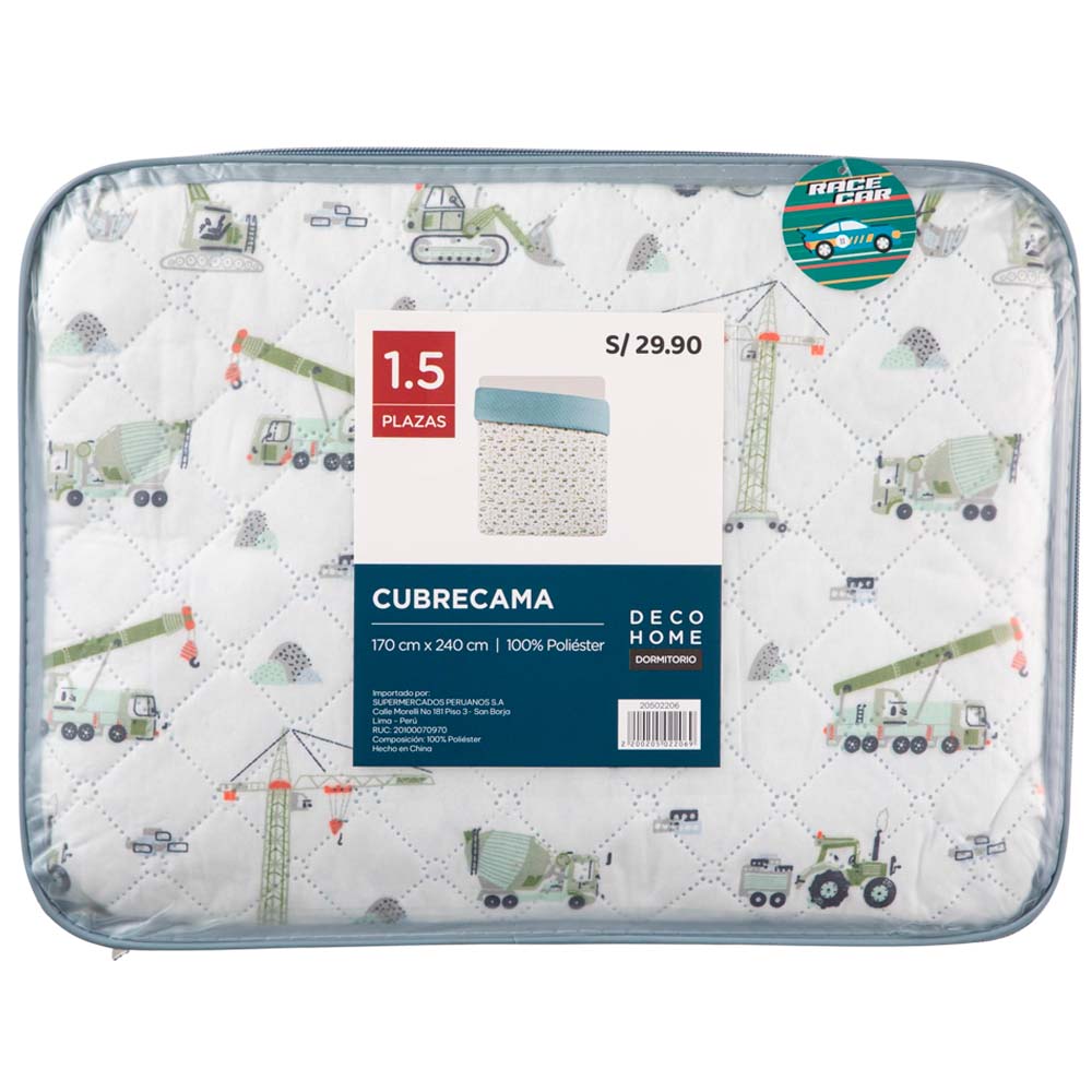 Cubrecama DECO HOME Race Cars Dis1 1.5 Plazas Cubrecama DECO HOME Race Cars Dis1 1.5 Plazas