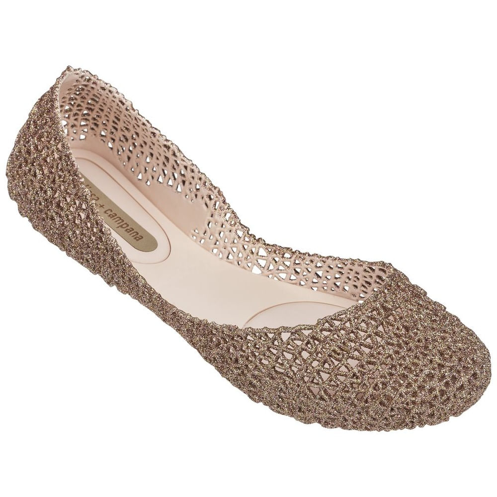 Ballerina Para Mujer Melissa Campana Papel VII Sp Ad Beige/ Glitter Talla 40