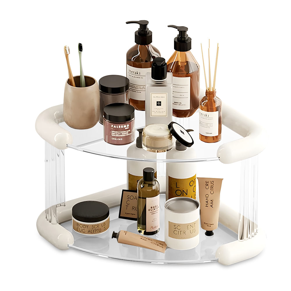 Organizador Esquinero de Baño 2 Niveles con Base Antideslizante E47