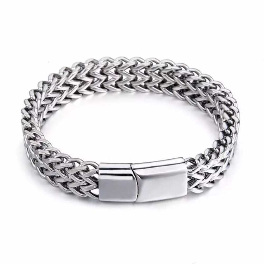 Brazalete Pulsera de Titanio 1602 Plata Doble Capa Para Hombre x 21cm Brazalete Pulsera de Titanio 1602 Plata Doble Capa Para Hombre x 21cm