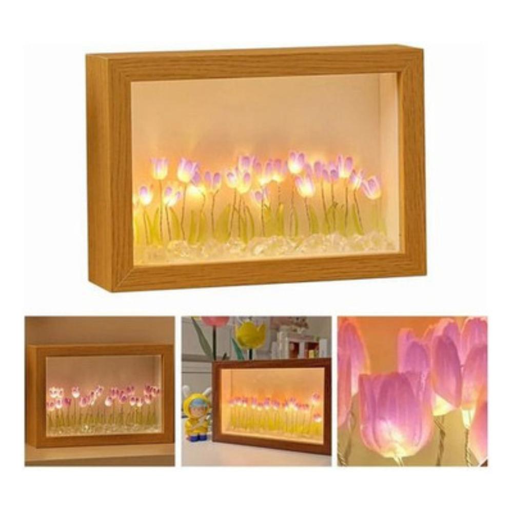 Marco para Fotos Diseño Tulipanes con Luces Led