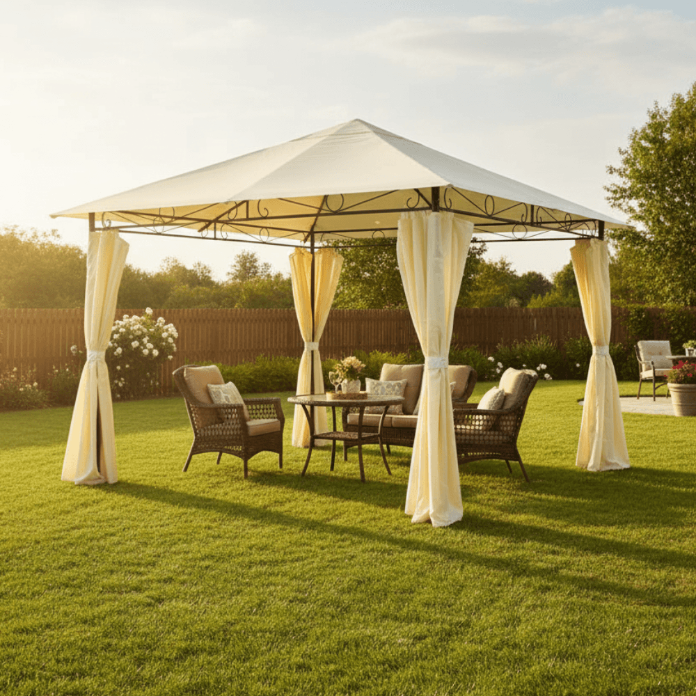 Pérgola con Cortinas 300x300cm Orange Pérgola con Cortinas 300x300cm Orange