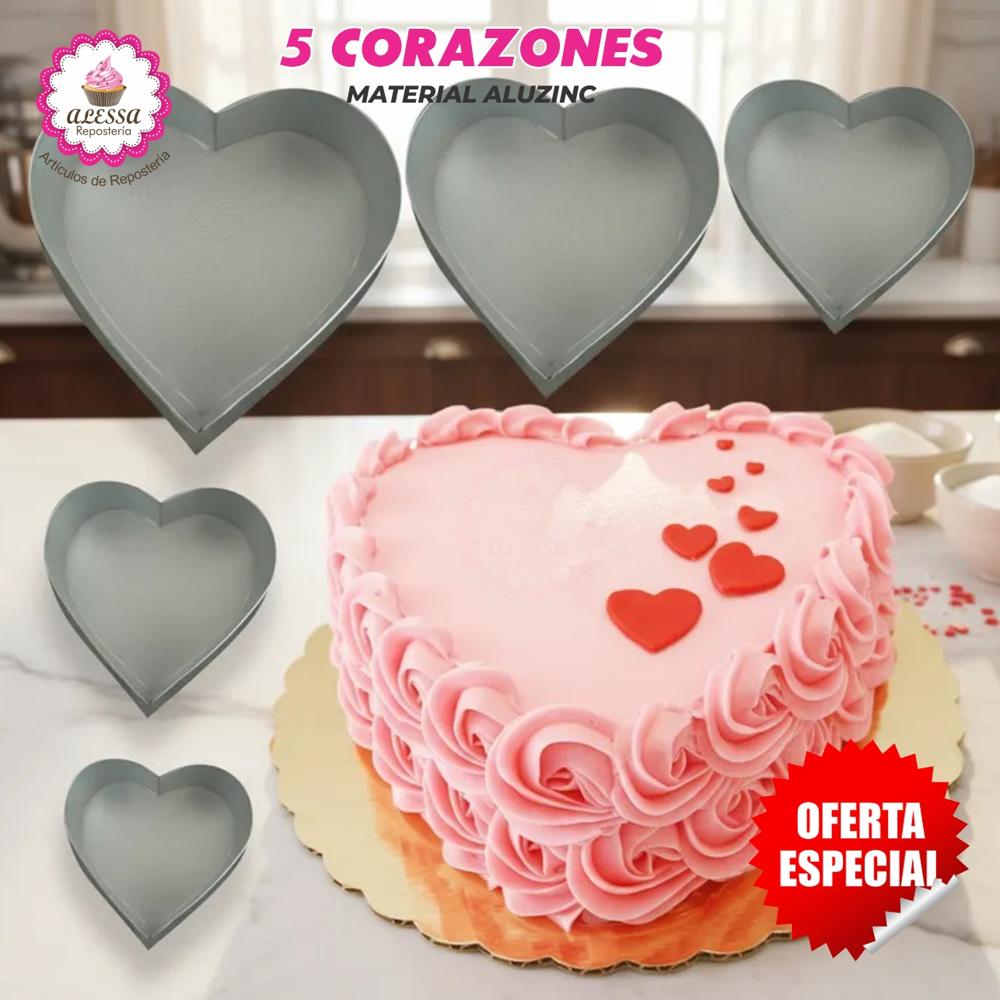 Set de 5 Moldes de Corazón para Repostería
