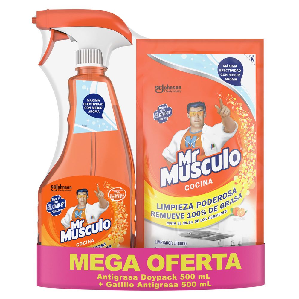 Sacagrasa MR MÚSCULO Naranja Spray 500ml + Sacagrasa MR MÚSCULO Naranja Doypack 500ml Sacagrasa MR MÚSCULO Naranja Spray 500ml + Sacagrasa MR MÚSCULO Naranja Doypack 500ml
