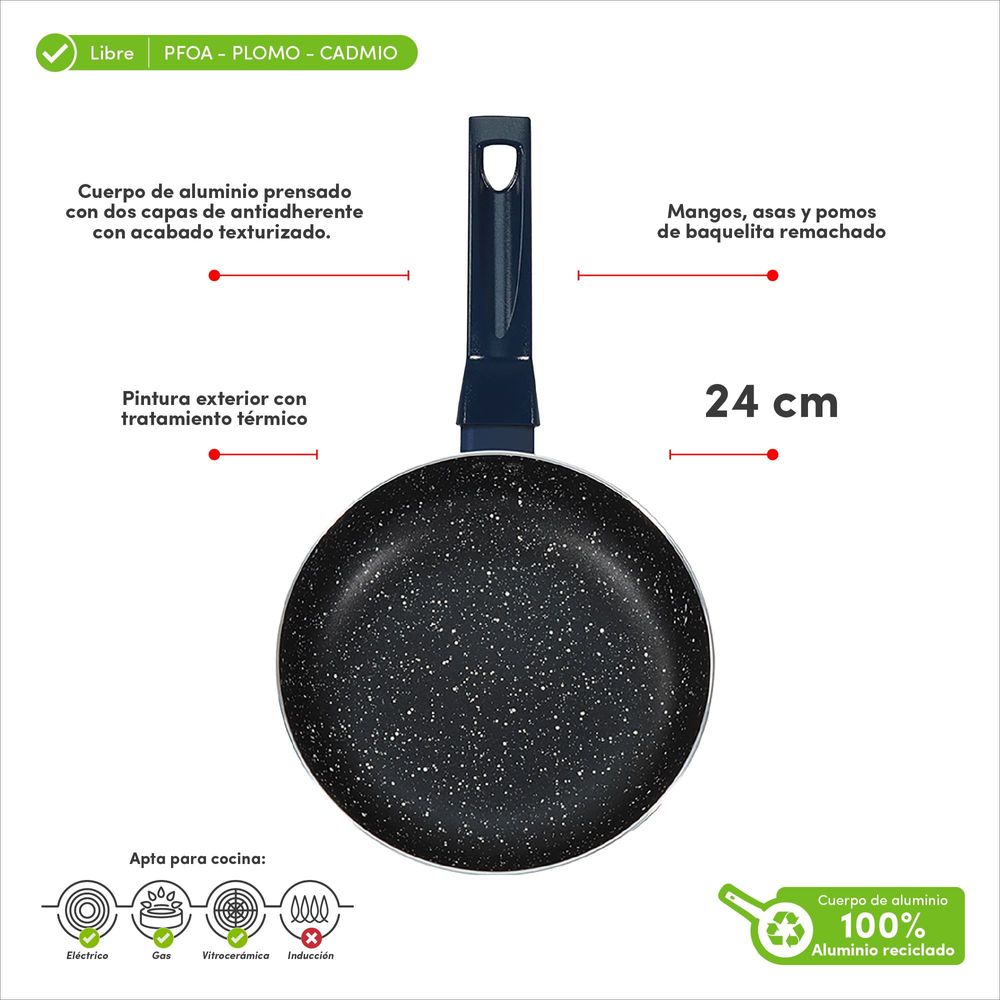 Sartén ILKO 24cm Granito Navy Azul Sartén ILKO 24cm Granito Navy Azul