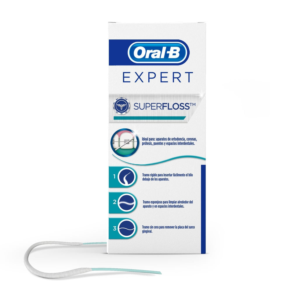 Hilo Dental ORAL-B Expert Super Floss Ideal para Ortodoncia Blíster 50un Hilo Dental ORAL-B Expert Super Floss Ideal para Ortodoncia Blíster 50un