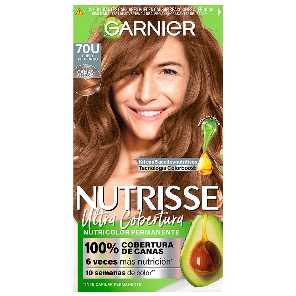 Tinte para Cabello GARNIER Nutrisse Ultra Cobertura 70 Rubio Profundo Caja 1un Tinte para Cabello GARNIER Nutrisse Ultra Cobertura 70 Rubio Profundo Caja 1un