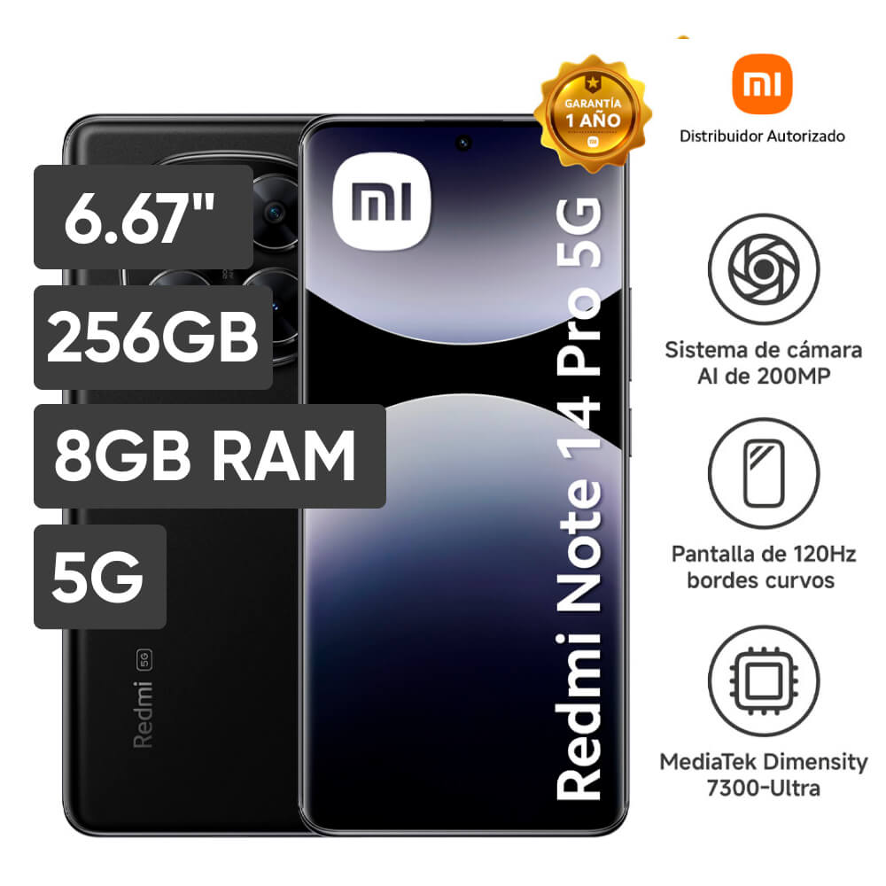 Smartphone XIAOMI REDMI NOTE 14 PRO 5G 6.67"" 8GB 256GB 200MP Midnight Black