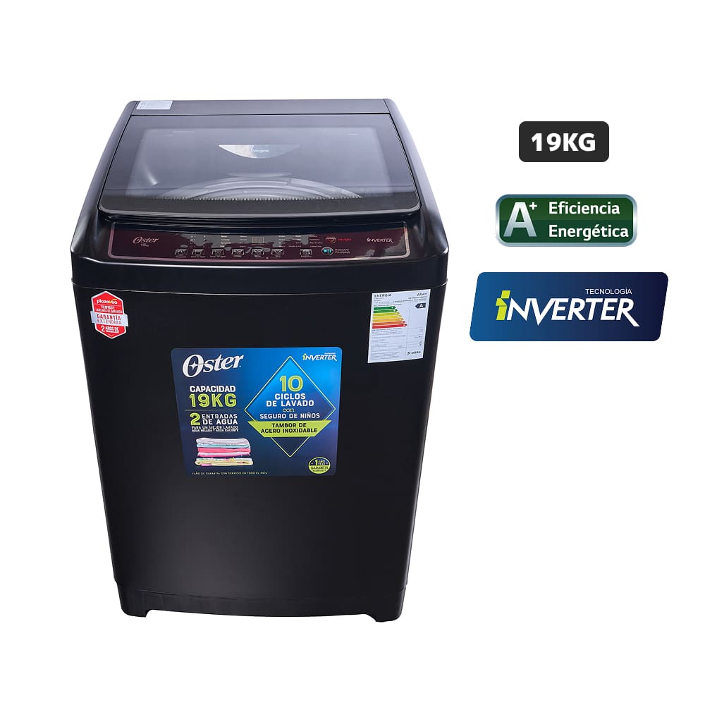 Lavadora OSTER Carga Superior 19Kg OS-PWSMD19WBSI Black Inox Lavadora OSTER Carga Superior 19Kg OS-PWSMD19WBSI Black Inox